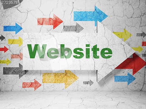 Image of Web development concept: arrow with Website on grunge wall background