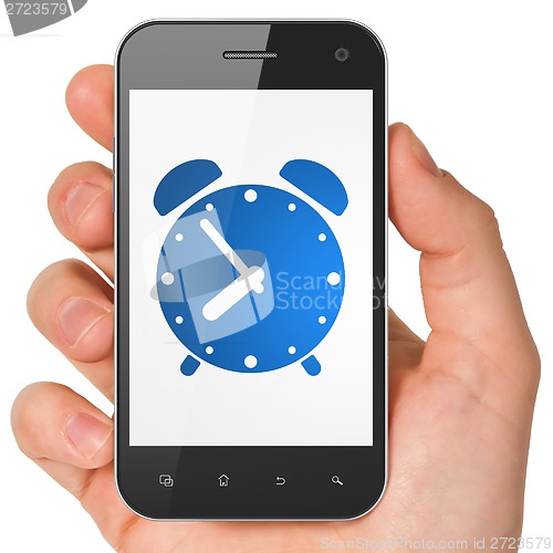 Image of Timeline concept: Alarm Clock on smartphone