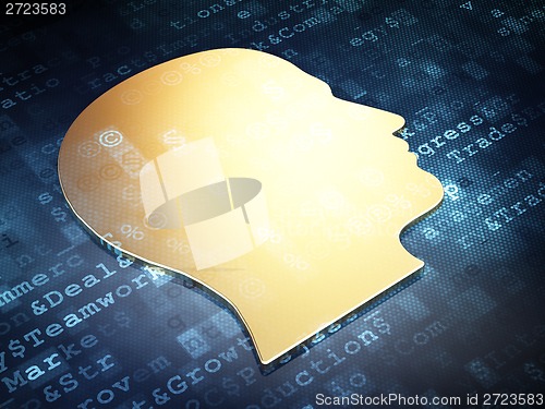 Image of Marketing concept: Golden Head on digital background