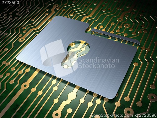 Image of Business concept: Folder With Keyhole on circuit board background
