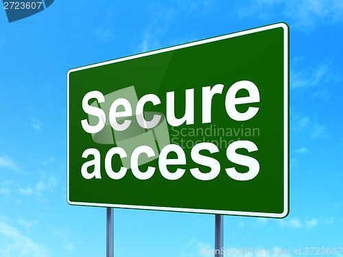 Image of Security concept: Secure Access on road sign background