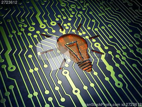 Image of Business concept: Light Bulb on circuit board background