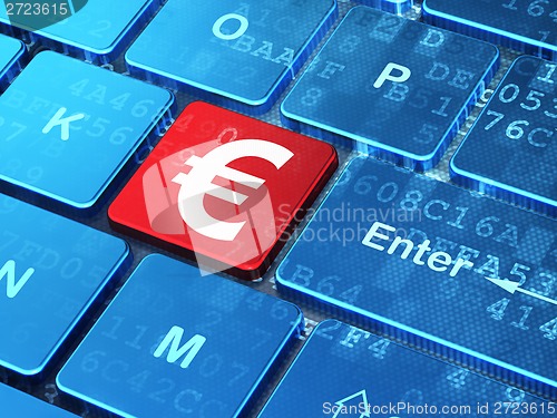 Image of Currency concept: Euro on computer keyboard background