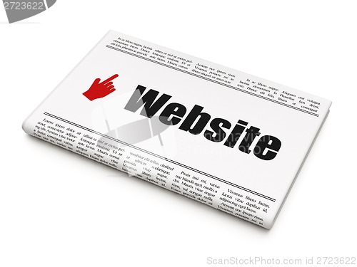 Image of Web development concept: newspaper with Website and Mouse Cursor