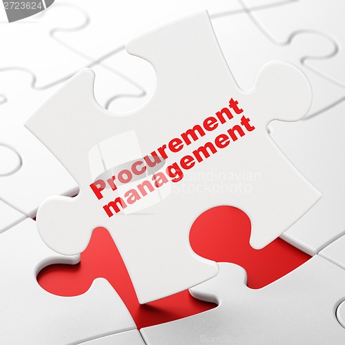 Image of Finance concept: Procurement Management on puzzle background