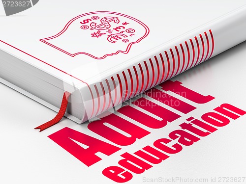 Image of Book Head With Finance Symbol, Adult Education on white