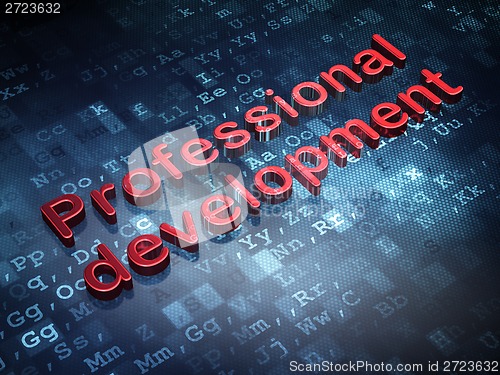 Image of Education concept: Red Professional Development on digital background