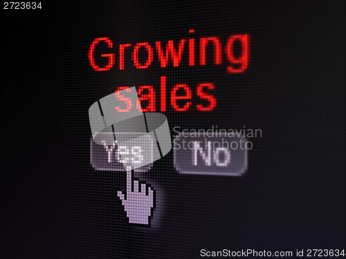Image of Finance concept: Growing Sales on digital computer screen