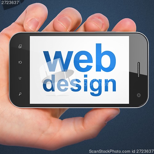 Image of SEO web development concept: Web Design on smartphone