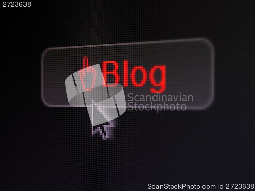 Image of Web development concept: Blog and Mouse Cursor on digital button background