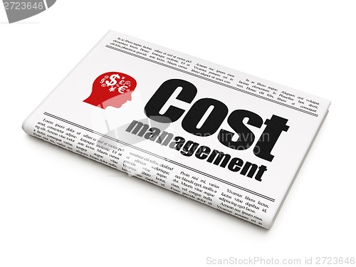 Image of Finance concept: newspaper with Cost Management and Head With Finance Symbol