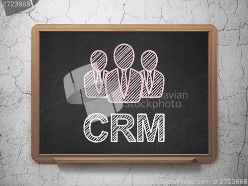 Image of Business concept: Business People and CRM on chalkboard background