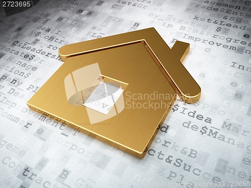 Image of Finance concept: Golden Home on digital background