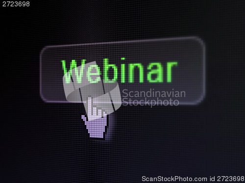 Image of Education concept: Webinar on digital button background