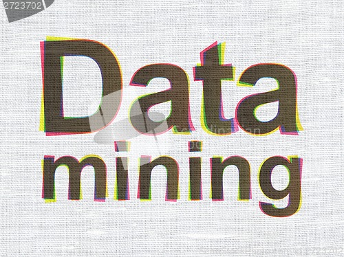 Image of Information concept: Data Mining on fabric texture background