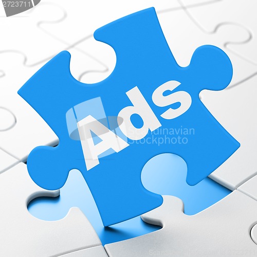 Image of Marketing concept: Ads on puzzle background