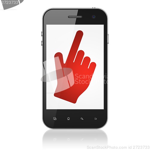 Image of Marketing concept: Mouse Cursor on smartphone