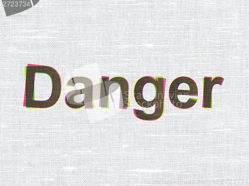 Image of Security concept: Danger on fabric texture background