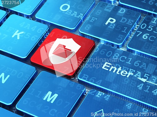 Image of Business concept: Folder With Shield on computer keyboard background