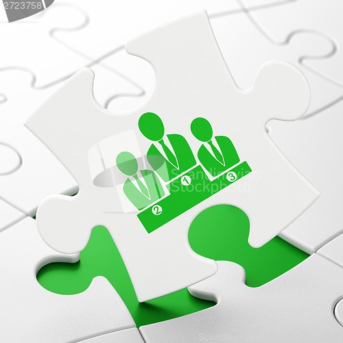 Image of Law concept: Business Team on puzzle background