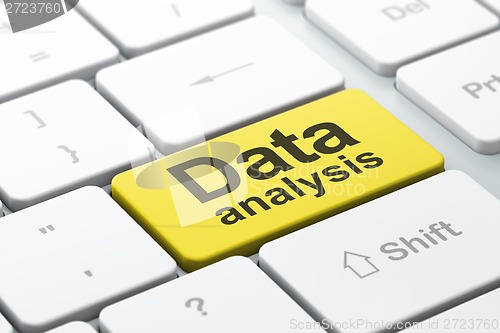 Image of Information concept: Data Analysis on computer keyboard background
