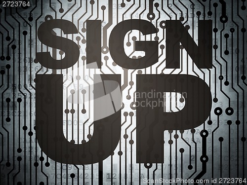 Image of Web development concept: circuit board with Sign Up