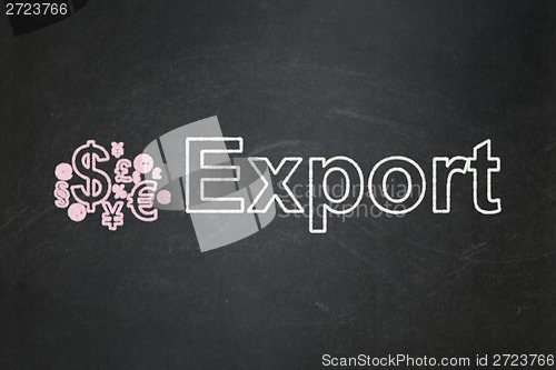 Image of Business concept: Finance Symbol and Export on chalkboard background