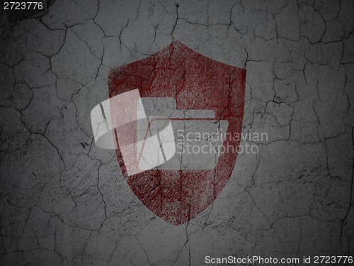 Image of Business concept: Folder With Shield on grunge wall background