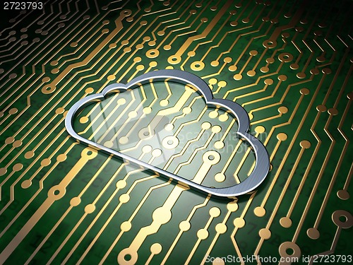 Image of Cloud computing concept: Cloud on circuit board background