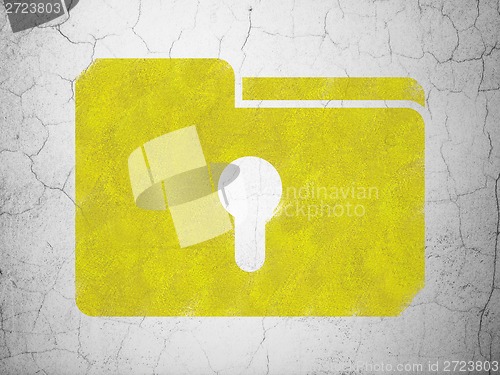 Image of Business concept: Folder With Keyhole on wall background