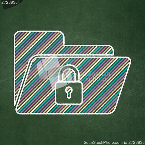Image of Business concept: Folder With Lock on chalkboard background