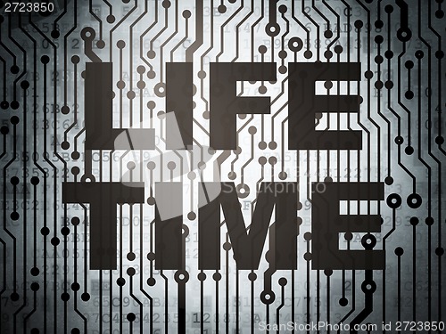 Image of Time concept: circuit board with Life Time