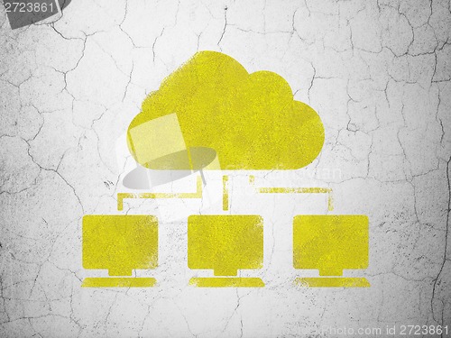 Image of Cloud networking concept: Cloud Network on wall background