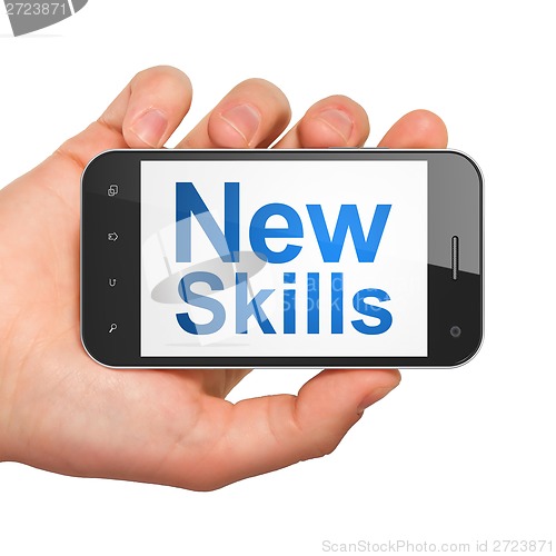 Image of Education concept: New Skills on smartphone