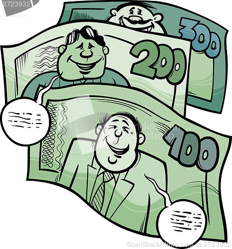 Image of money talks saying cartoon illustration