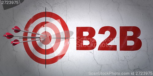 Image of Business concept: target and B2b on wall background