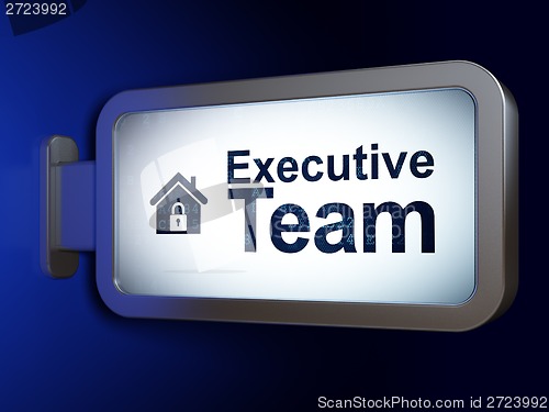 Image of Business concept: Executive Team and Home on billboard background