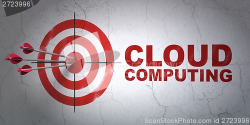 Image of Technology concept: target and Cloud Computing on wall background