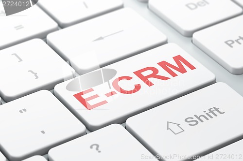 Image of Business concept: E-CRM on computer keyboard background