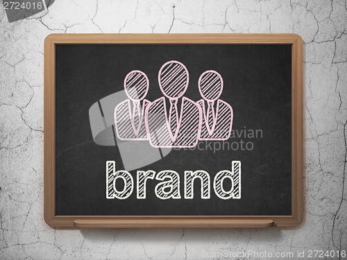 Image of Marketing concept: Business People and Brand on chalkboard background