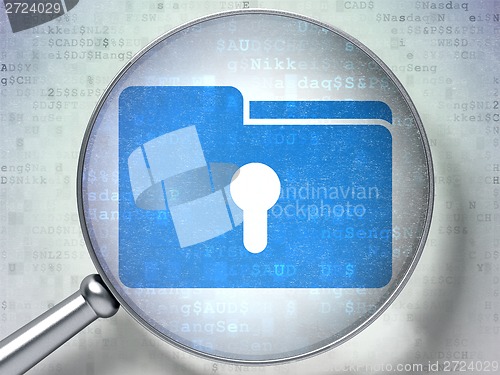 Image of Folder With Keyhole optical glass on digital background