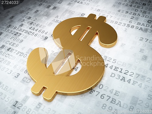 Image of Currency concept: Golden Dollar on digital background