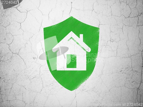 Image of Security concept: Shield on wall background