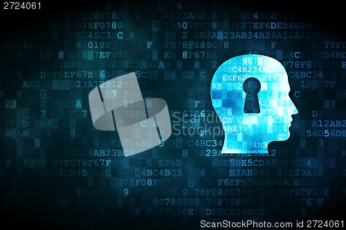Image of Education concept: Head With Keyhole on digital background