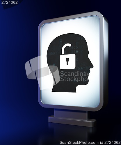 Image of Finance concept: Head With Padlock on billboard background