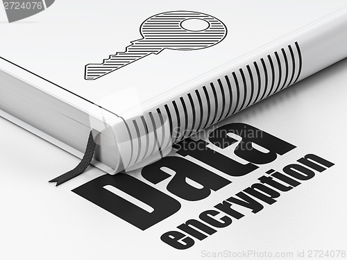 Image of Security concept: book Key, Data Encryption on white background