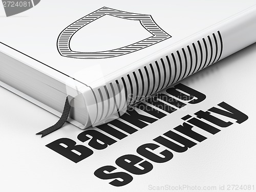 Image of Privacy concept: book Contoured Shield, Banking Security on white background