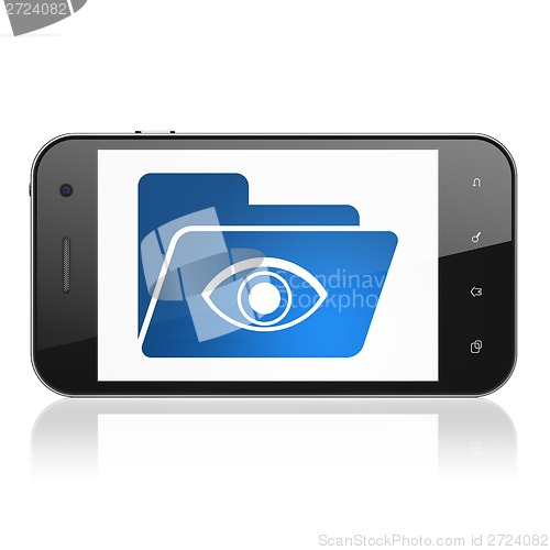 Image of Business concept: Folder With Eye on smartphone