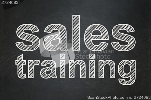 Image of Advertising concept: Sales Training on chalkboard background