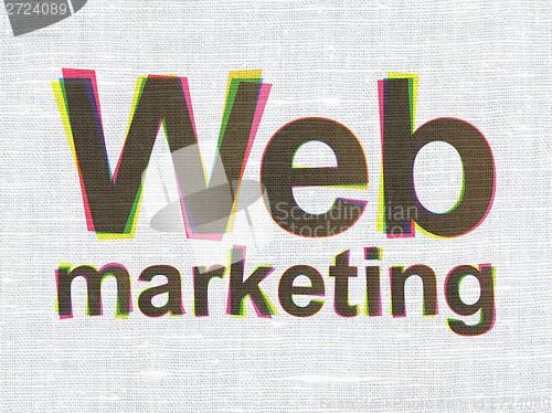 Image of Webdesign concept: Web Marketing on fabric texture background